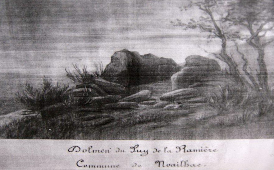 dessin dolmen du Puy de La Ramière par Ernest Rupin